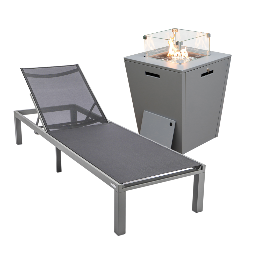 Grey Aluminum Outdoor Patio Chaise Lounge Chair - Comfortable & Durable