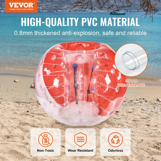 VEVOR Inflatable Bumper Ball 1-Pack, 5FT/1.5M Body Sumo Zorb Balls for Teen & Adult, 0.8mm Thick PVC Human Hamster Bubble Balls for Outdoor Team Gaming Play, Bumper Bopper Toys for Garden, Yard, Park