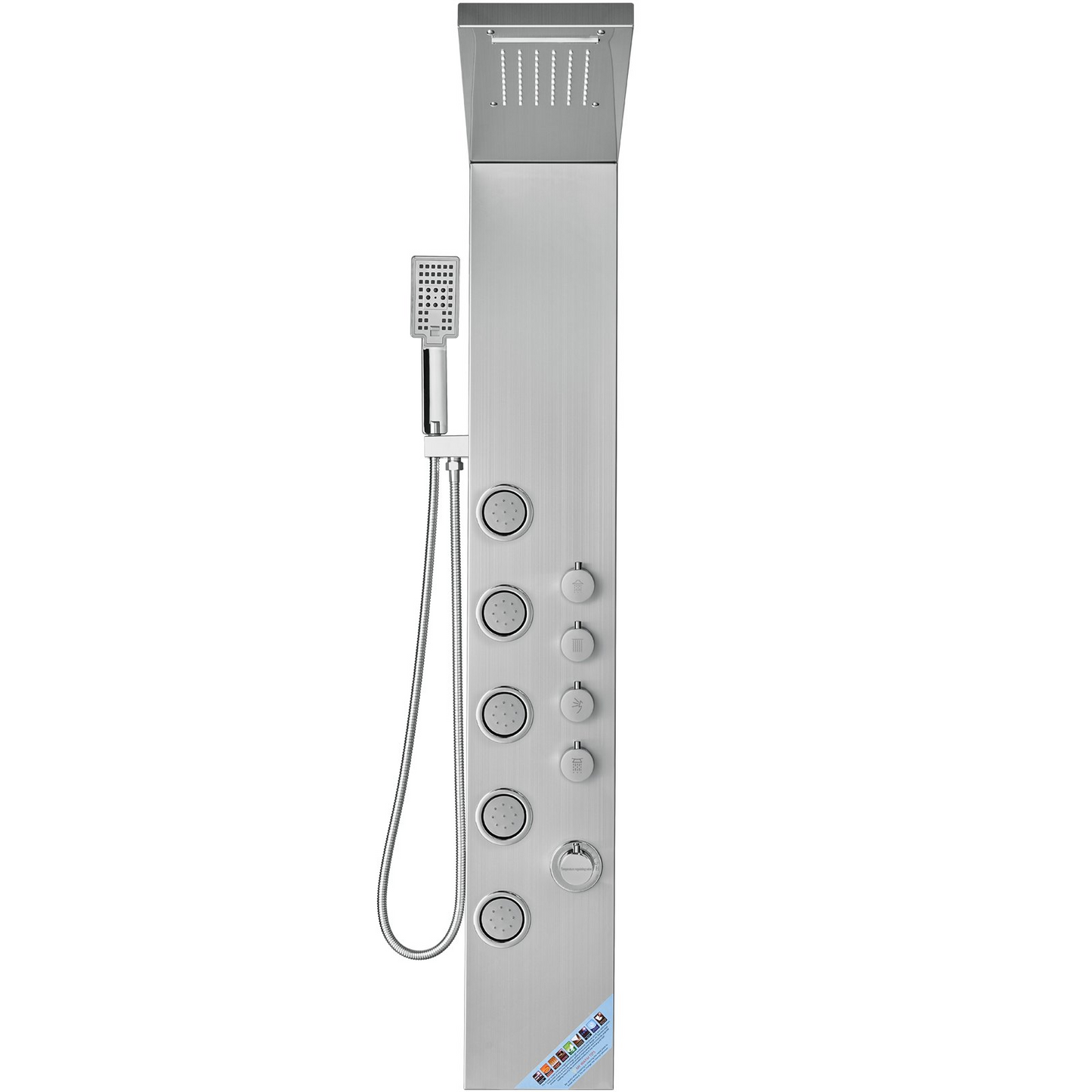 VEVOR Shower Panel System, 4 Shower Modes Shower Panel Tower, Rainfall, Waterfall, 5 Full Body Massage Jets and 3-Setting Handheld Shower Head with 59" Hose, Stainless Steel Wall-Mounted Shower Set