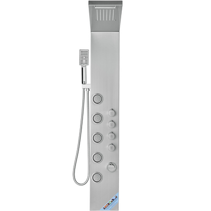 VEVOR Shower Panel System, 4 Shower Modes Shower Panel Tower, Rainfall, Waterfall, 5 Full Body Massage Jets and 3-Setting Handheld Shower Head with 59" Hose, Stainless Steel Wall-Mounted Shower Set