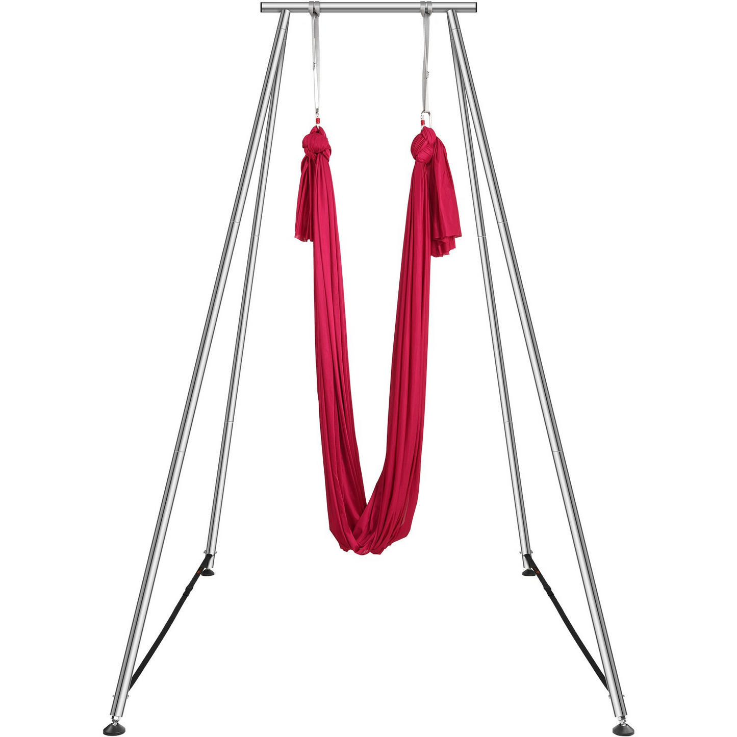 VEVOR Aerial Yoga Frame & Yoga Hammock, 9.67 ft Height Professional Yoga Swing Stand Comes with 6.6 Yards Aerial Hammock, Max 551.15 lbs Load Capacity, Yoga Rig for Indoor Outdoor Aerial Yoga, Red