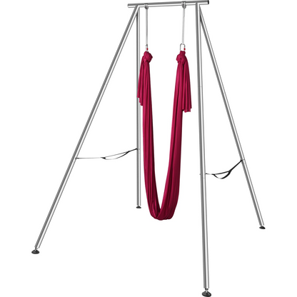 VEVOR Aerial Yoga Frame & Yoga Hammock, 9.67 ft Height Professional Yoga Swing Stand Comes with 6.6 Yards Aerial Hammock, Max 551.15 lbs Load Capacity, Yoga Rig for Indoor Outdoor Aerial Yoga, Red