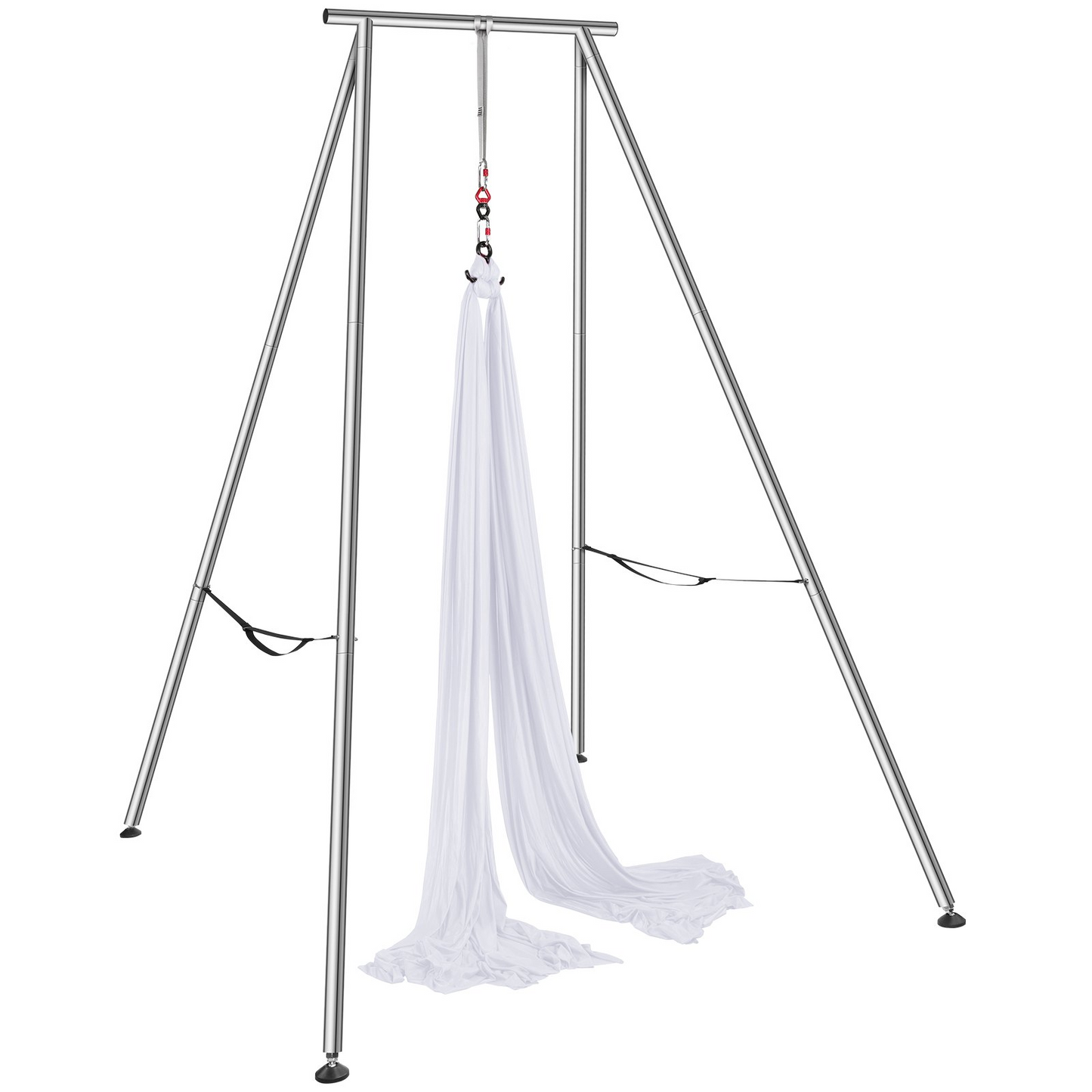 VEVOR Aerial Yoga Frame & Yoga Hammock, 9.67 ft Height Professional Yoga Swing Stand Comes with 6.6 Yards Aerial Hammock, Max 551.15 lbs Load Capacity Yoga Rig for Indoor Outdoor Aerial Yoga, White