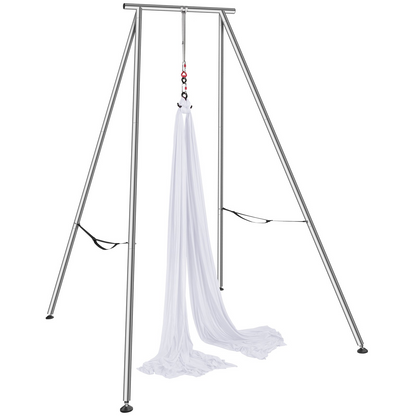 VEVOR Aerial Yoga Frame & Yoga Hammock, 9.67 ft Height Professional Yoga Swing Stand Comes with 6.6 Yards Aerial Hammock, Max 551.15 lbs Load Capacity Yoga Rig for Indoor Outdoor Aerial Yoga, White