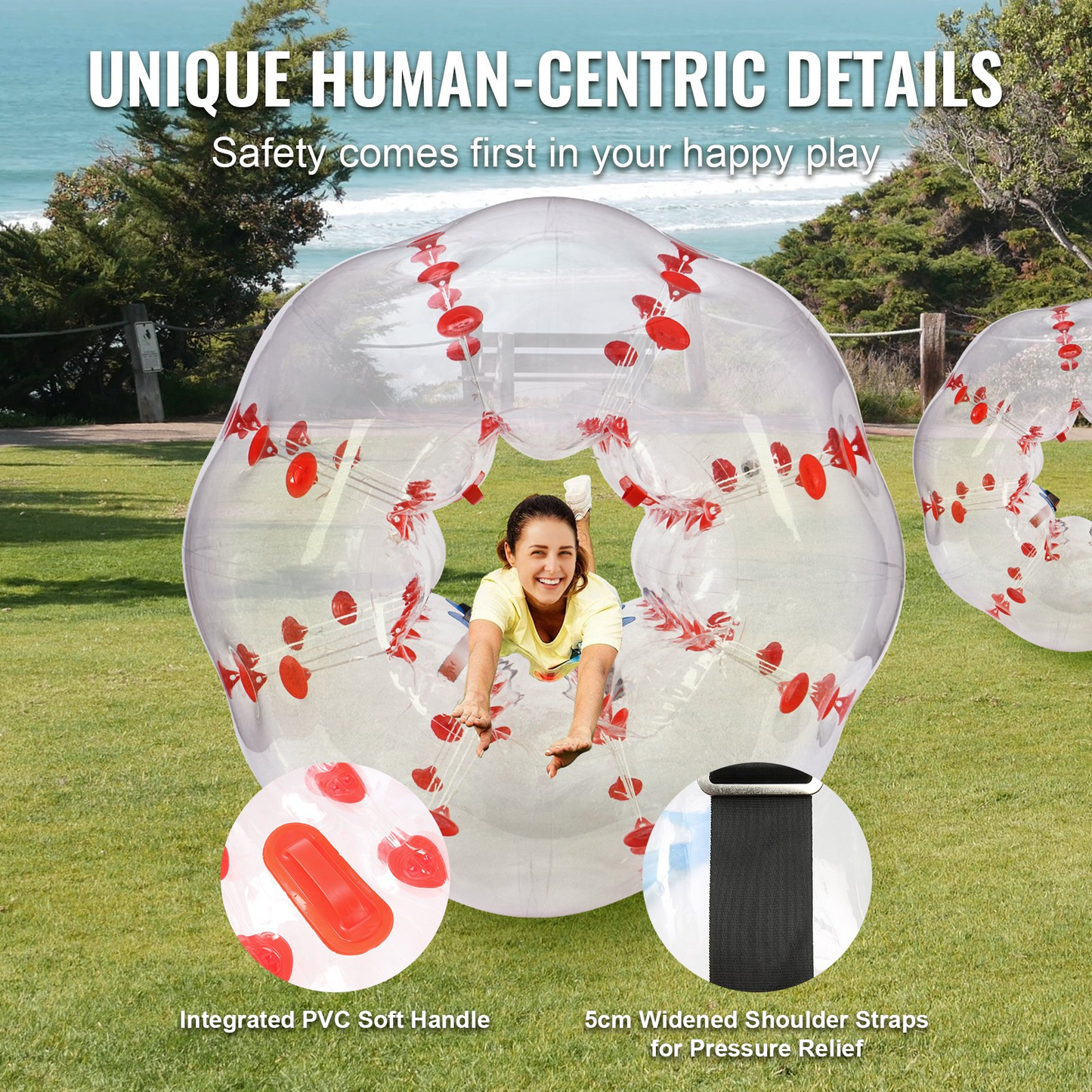 VEVOR Inflatable Bumper Ball 1-Pack, 5FT/1.5M Body Sumo Zorb Balls for Teen & Adult, 0.8mm Thick PVC Human Hamster Bubble Balls for Outdoor Team Gaming Play, Bumper Bopper Toys for Garden, Yard, Park