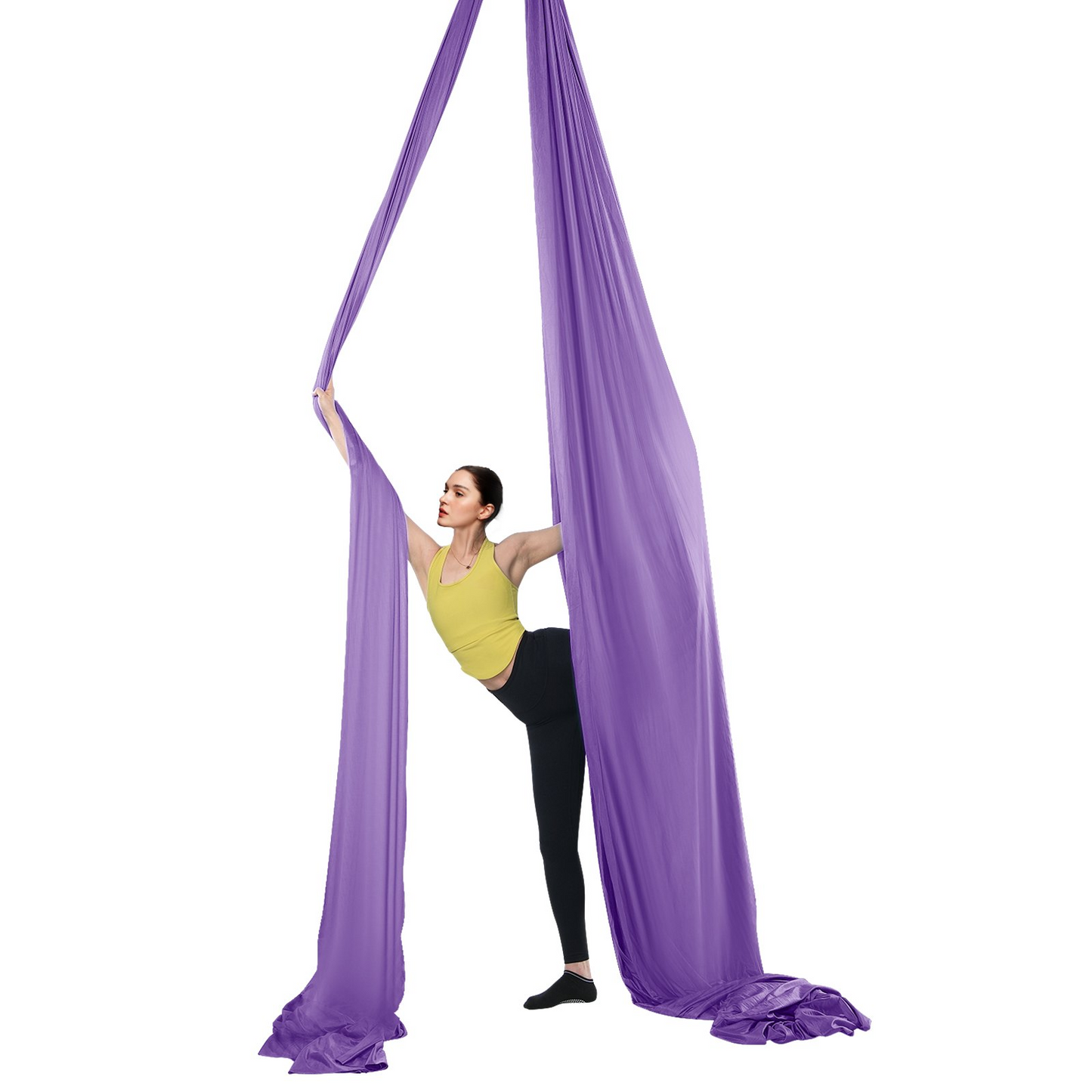 VEVOR 4.4-Yard Aerial Yoga Hammock Kit - Purple, 100gsm Nylon, Full Hardware