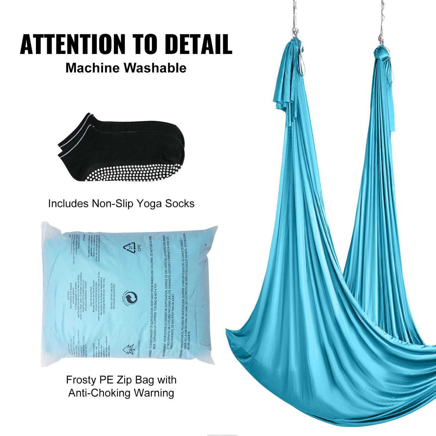 VEVOR Aerial Silk & Yoga Swing, 11 Yards, Aerial Yoga Hammock Kit with 100gsm Nylon Fabric, Full Rigging Hardware & Easy Set-up Guide, Antigravity Flying for All Levels Fitness Bodybuilding, Blue