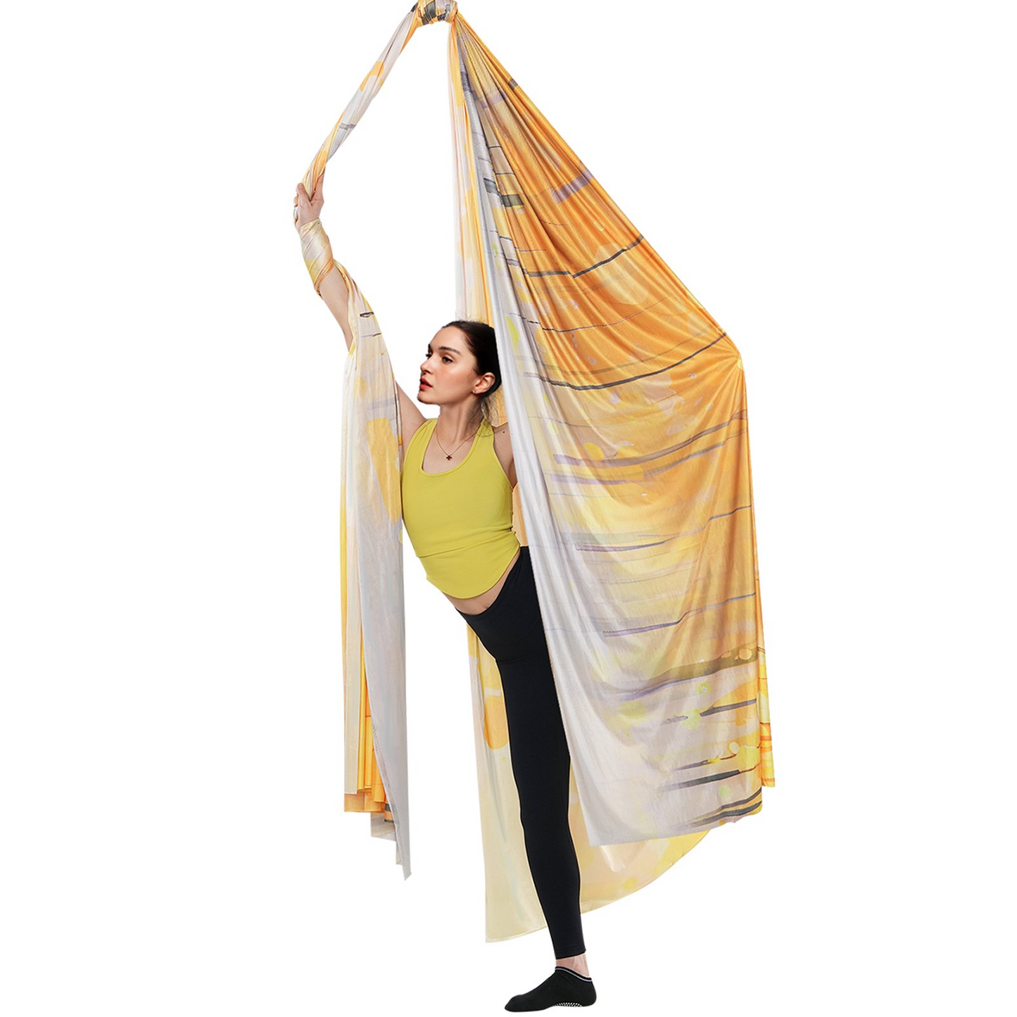 VEVOR Aerial Yoga Hammock & Swing, 5.5 Yards, Aerial Yoga Starter Kit with 100gsm Nylon Fabric, Full Rigging Hardware & Easy Set-up Guide, Antigravity Flying for All Levels Fitness Bodybuilding, Gold