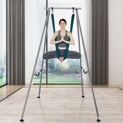 VEVOR Aerial Yoga Frame & Yoga Hammock, 9.67 ft Height Professional Yoga Swing Stand Comes with 6.6 Yards Aerial Hammock, Max 551.15 lbs Load Capacity Yoga Rig for Indoor Outdoor Aerial Yoga, Green