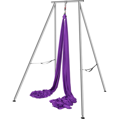 VEVOR Aerial Yoga Frame & Yoga Hammock, 9.67 ft Height Professional Yoga Swing Stand Comes with 13.1 Yards Aerial Hammock, Max 551.15 lbs Load Capacity Yoga Rig for Indoor Outdoor Aerial Yoga, Purple