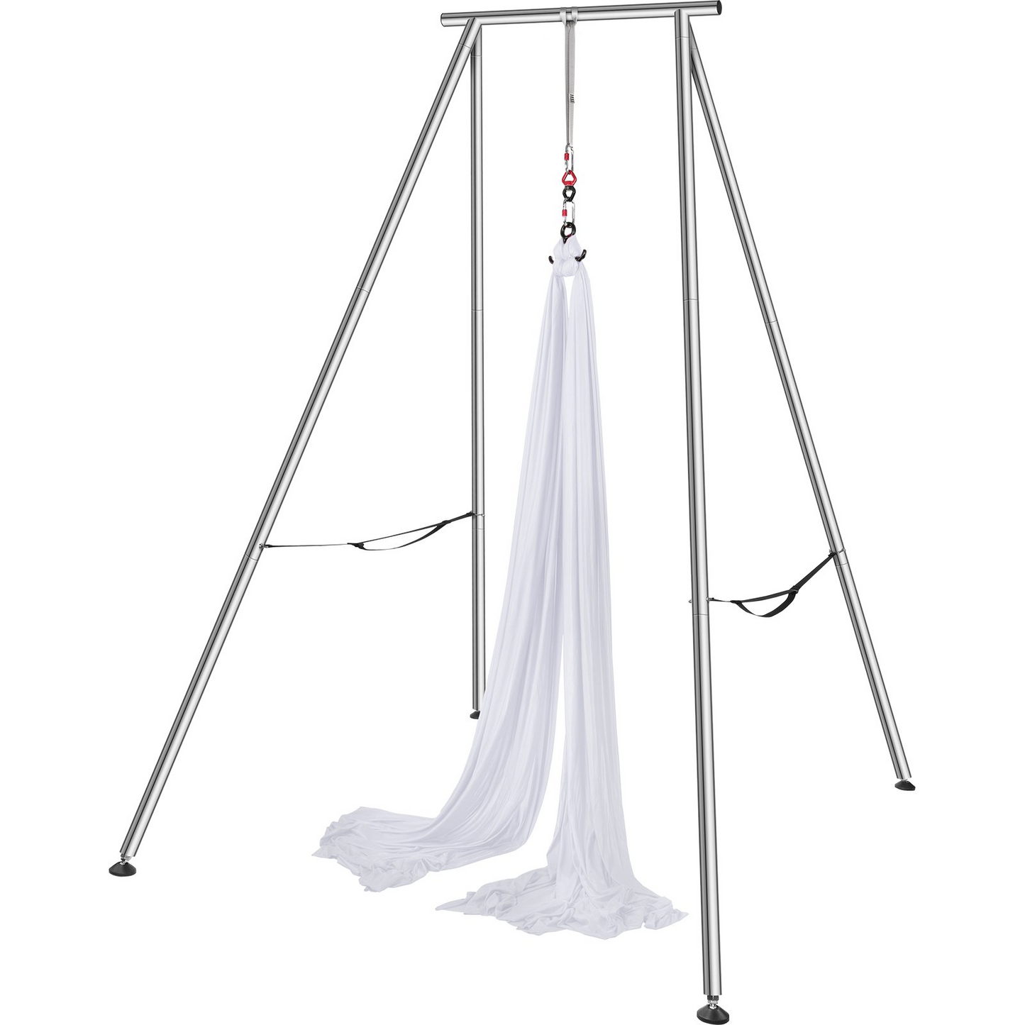 VEVOR Aerial Yoga Frame & Yoga Hammock, 9.67 ft Height Professional Yoga Swing Stand Comes with 6.6 Yards Aerial Hammock, Max 551.15 lbs Load Capacity Yoga Rig for Indoor Outdoor Aerial Yoga, White