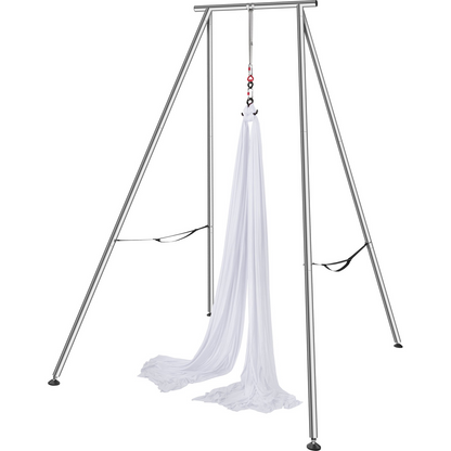 VEVOR Aerial Yoga Frame & Yoga Hammock, 9.67 ft Height Professional Yoga Swing Stand Comes with 6.6 Yards Aerial Hammock, Max 551.15 lbs Load Capacity Yoga Rig for Indoor Outdoor Aerial Yoga, White