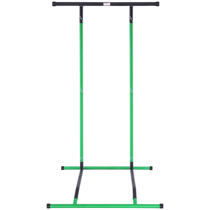 VEVOR Power Tower Dip Station, 2-Level Height Adjustable Pull Up Bar Stand, Multi-Function Strength Training Workout Equipment, Home Gym Fitness Dip Bar Station, 220LBS Weight Capacity, Black & Green