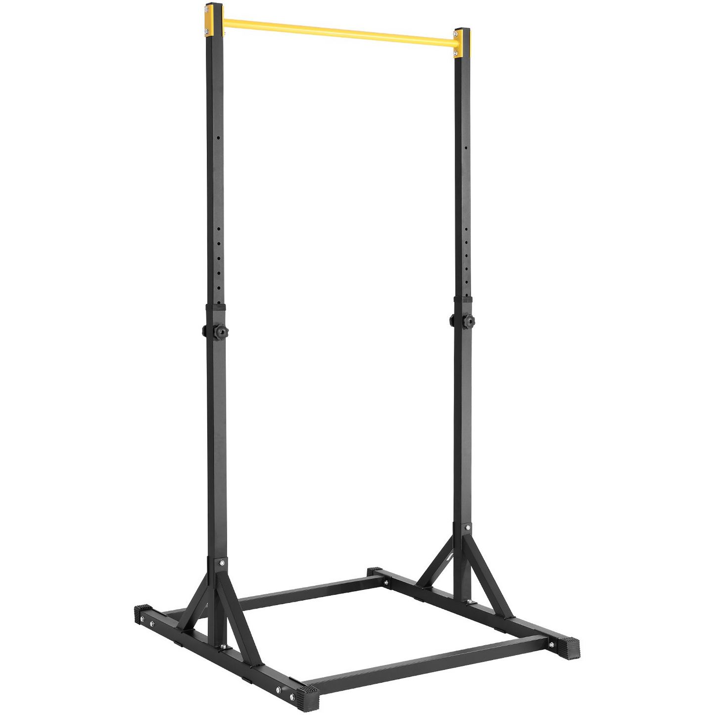 VEVOR Power Tower Pull Up Bar Station, Multi-Function Dip Station with 8-Level Adjustable Height, Heavy Duty Strength Training Fitness Equipment for Home Gym Workout, 330LBS Loading, Black & Yellow