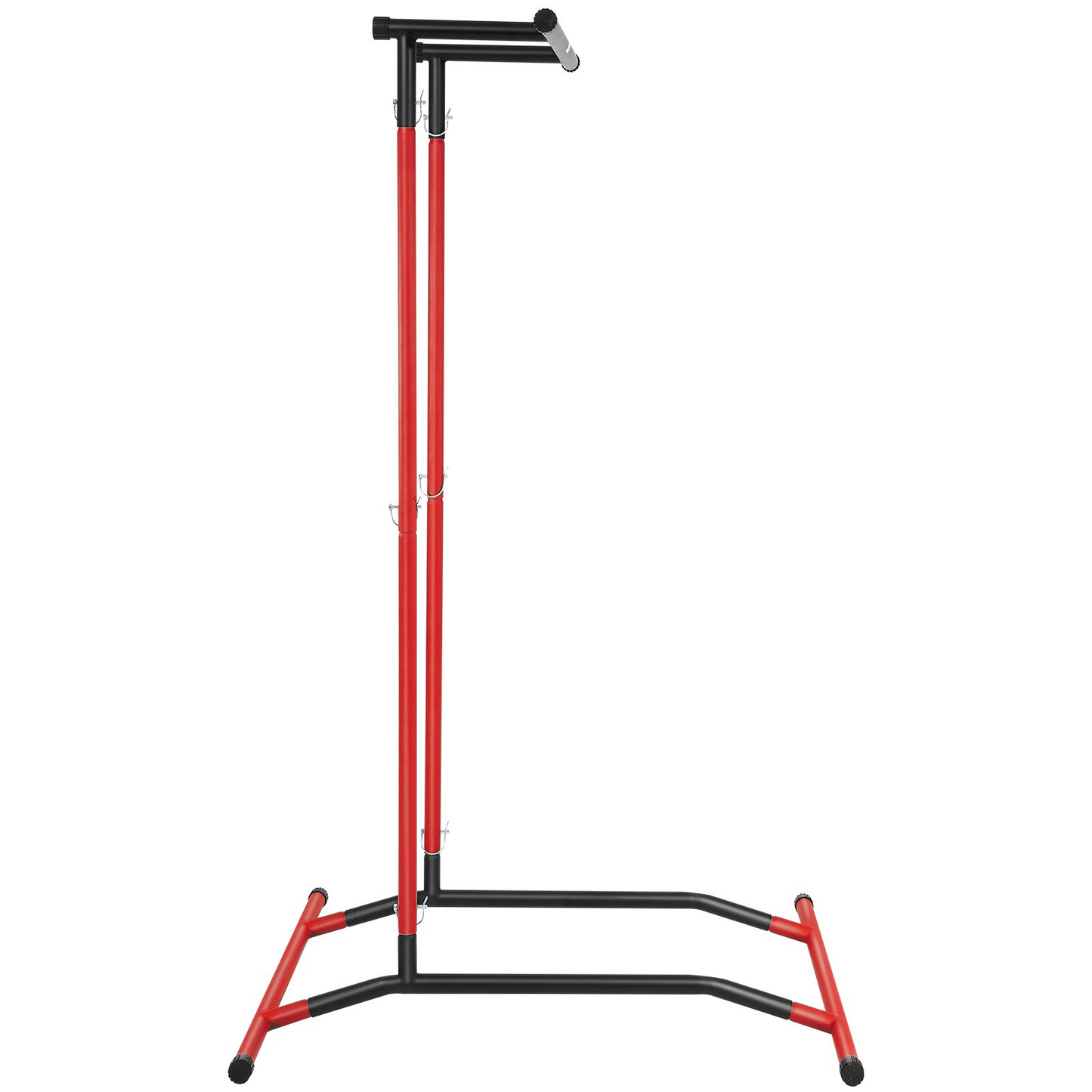 VEVOR Power Tower Dip Station, 2-Level Height Adjustable Pull Up Bar Stand, Multi-Function Strength Training Workout Equipment, Home Gym Fitness Dip Bar Station, 220LBS Weight Capacity, Black & Red