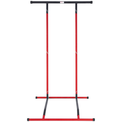 VEVOR Power Tower Dip Station, 2-Level Height Adjustable Pull Up Bar Stand, Multi-Function Strength Training Workout Equipment, Home Gym Fitness Dip Bar Station, 220LBS Weight Capacity, Black & Red