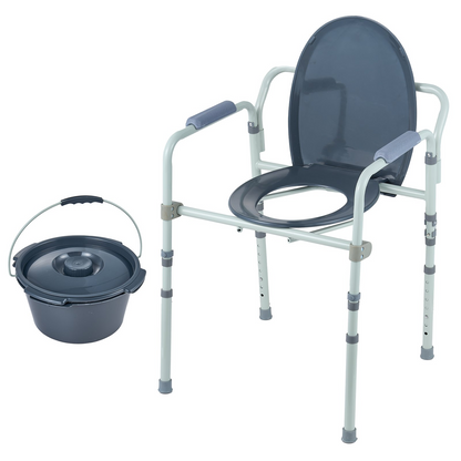 VEVOR Commode Chair, Bedside Commode with Wider Toilet Seat, 7-Level Adjustable Height, 5.8L Removable Bucket, Easy to Assemble, 350 LBS Capacity, Raised Toilet Seat for Adults Seniors