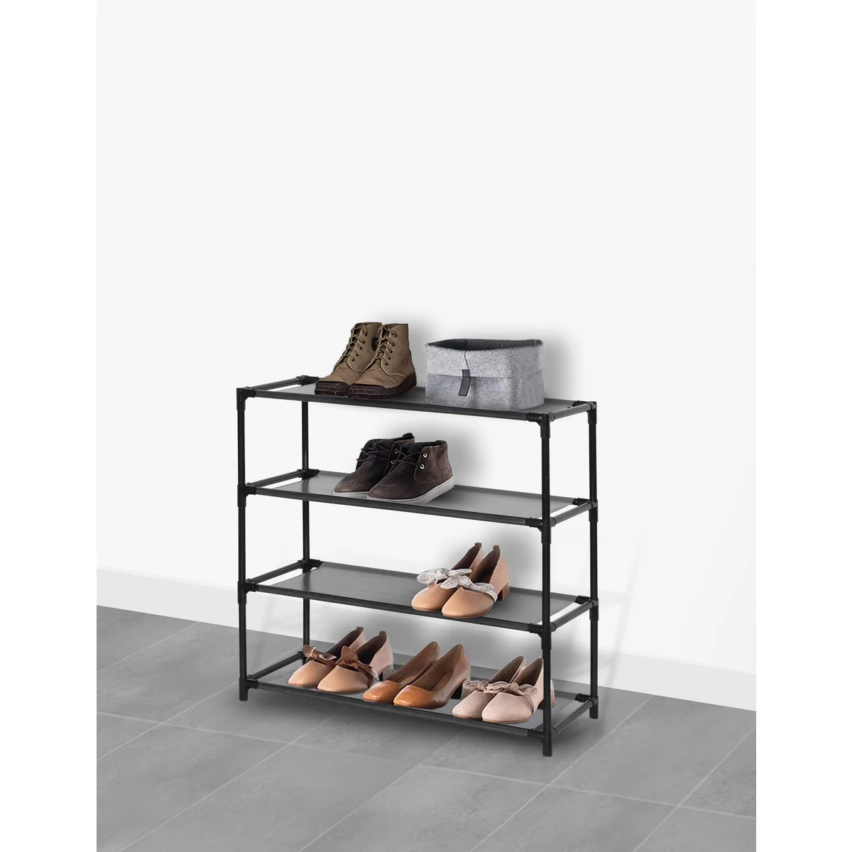 J&V TEXTILES Stackable Shoe Storage and Organizer Racks - 4 Tier Over The Door or Stackable