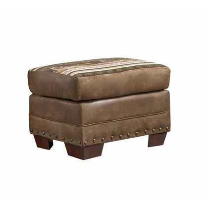 Wild Horses Arm Chair with Matching Ottoman - Rustic Look, Comfortable Foam Cushions, Made in the USA