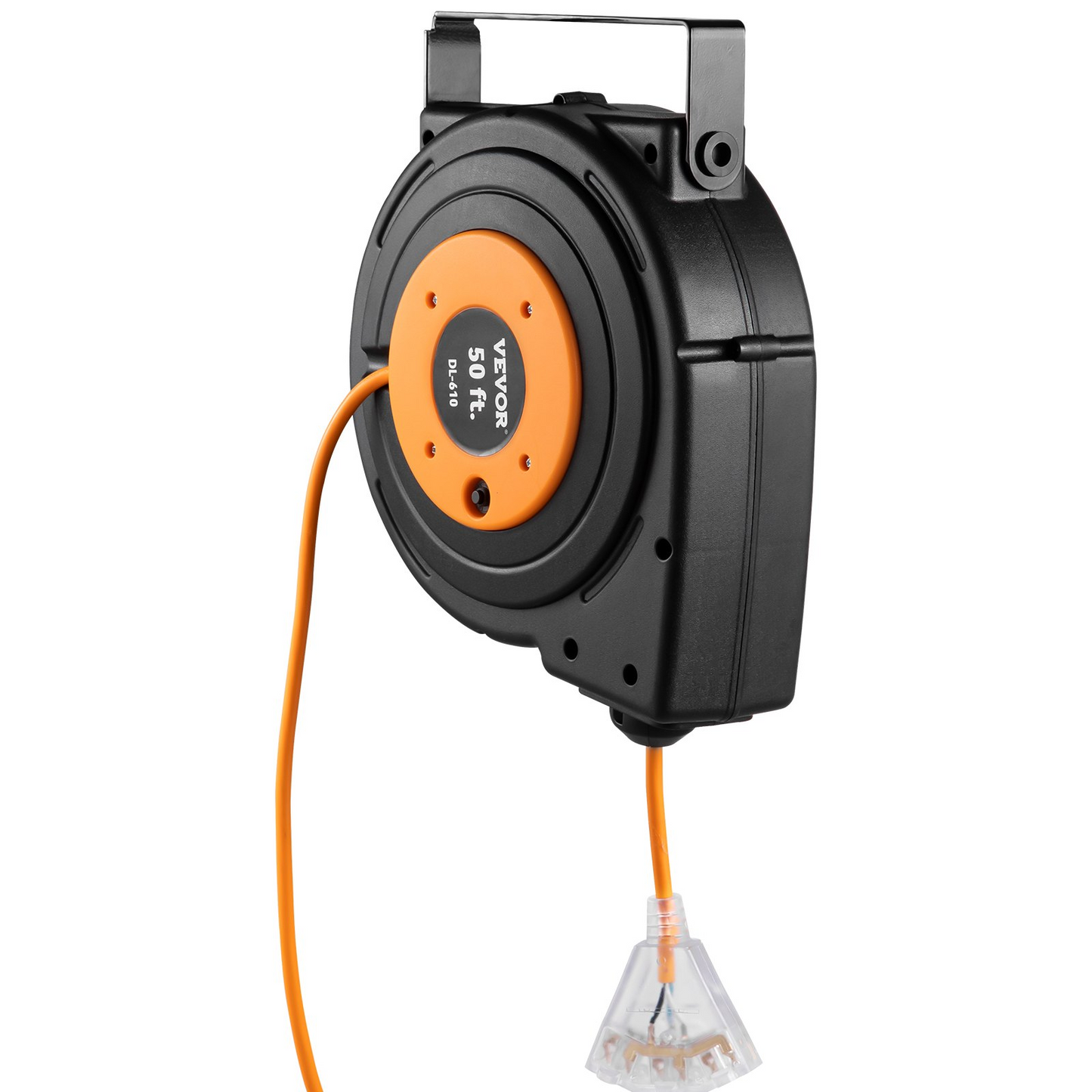 VEVOR 50ft Retractable Extension Cord Reel 14AWG/3CSJTOW Power Cord Reel