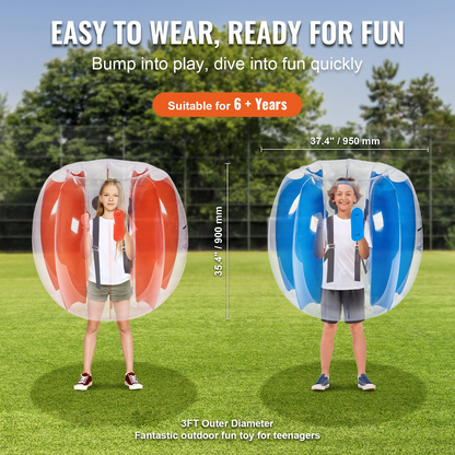 VEVOR Inflatable Bumper Balls 2-Pack, 3FT/0.9M Body Sumo Zorb Balls for Kids & Teens, Durable PVC Human Hamster Bubble Balls for Outdoor Team Gaming Play, Bumper Bopper Toys for Playground, Yard, Par