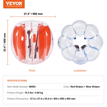 VEVOR Inflatable Bumper Balls 2-Pack, 3FT/0.9M Body Sumo Zorb Balls for Kids & Teens, Durable PVC Human Hamster Bubble Balls for Outdoor Team Gaming Play, Bumper Bopper Toys for Playground, Yard, Par