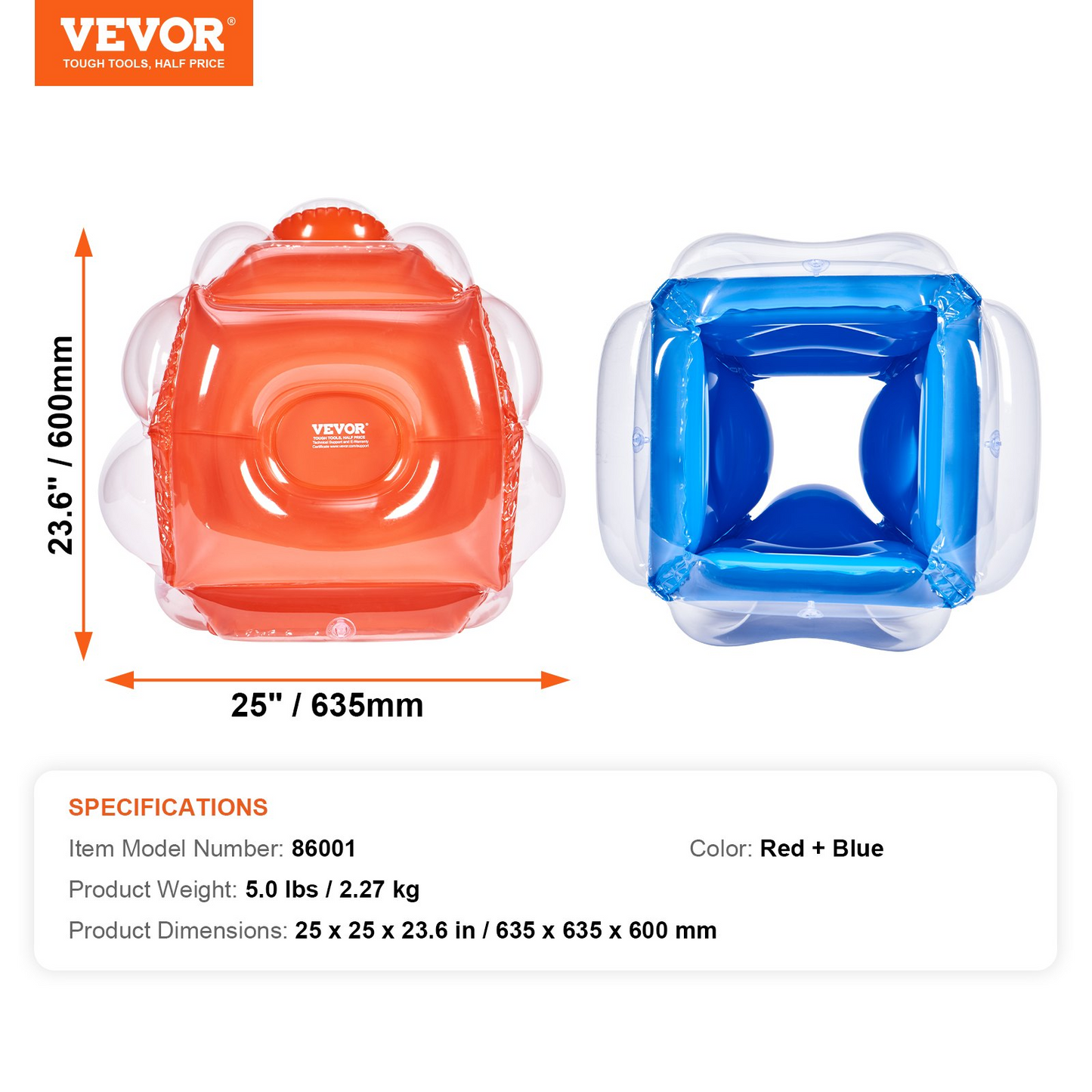 VEVOR Inflatable Bumper Balls 2-Pack, 2FT/0.6M Body Sumo Zorb Balls for Kids, Durable PVC Human Hamster Bubble Balls for Child Outdoor Team Gaming Play, Bumper Bopper Toys for Playground, Yard, Park