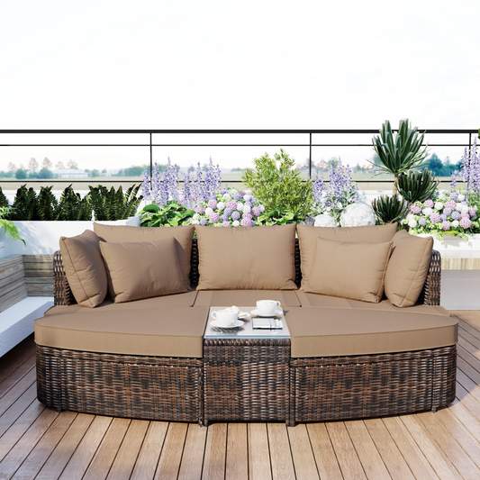 6-Piece Patio Round Sofa Set - High-Quality, Creative Design, Comfortable