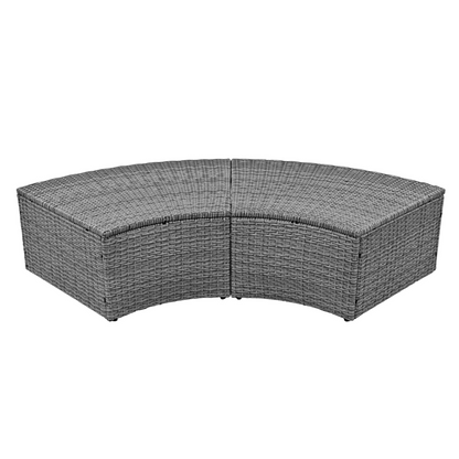 Patio 5-Piece Round Rattan Sectional Sofa Set All-Weather PE Wicker Sunbed Daybed with Round Liftable Table and Washable Cushions, Beige