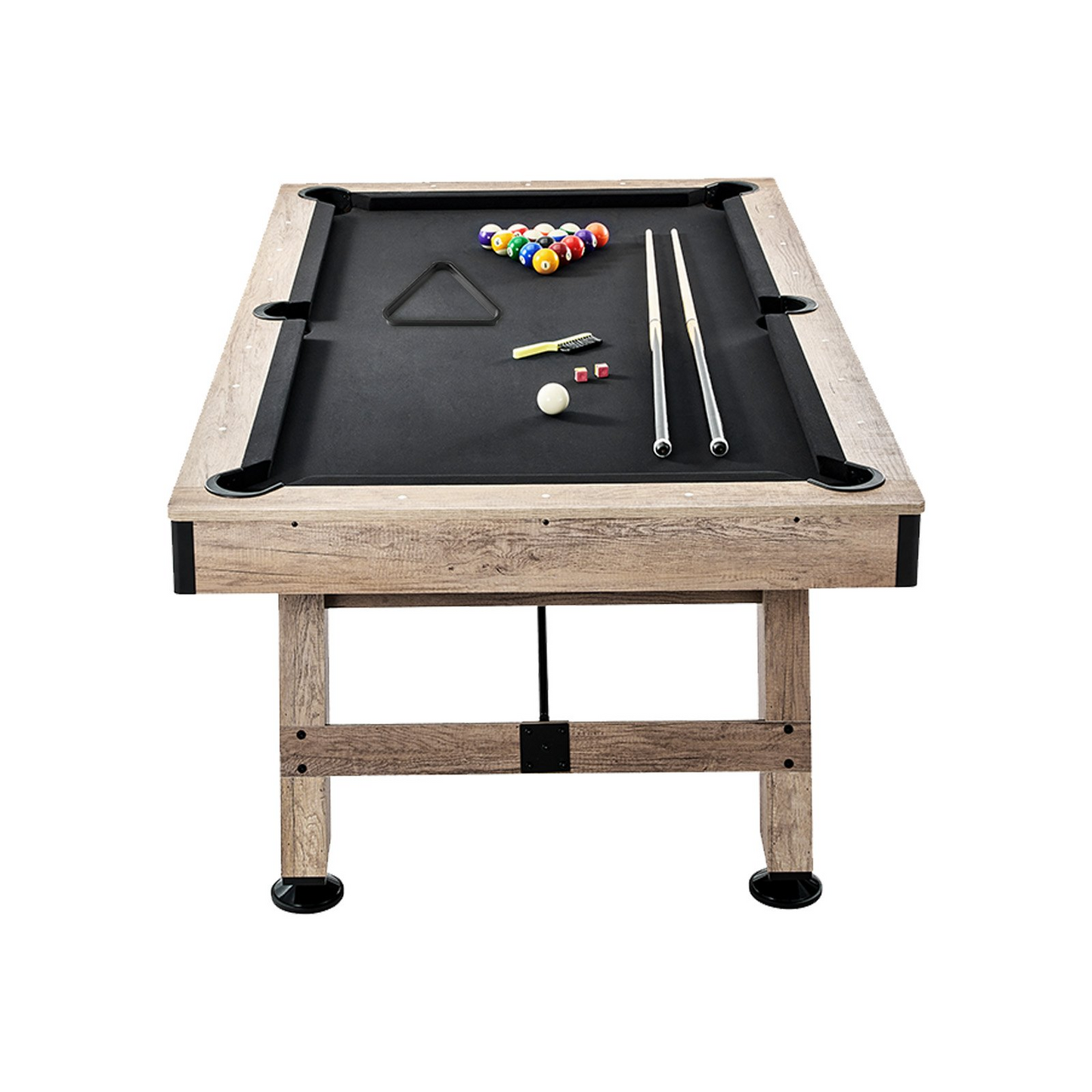 VEVOR Billiards Table, 7 ft Pool Table, Adjust Legs Stable Billiards Table, Pool Table Set Includes Balls, Cues, Chalks and Brush, Wood Color with Black Cloth, Perfect for Family Game Room Kids Adults