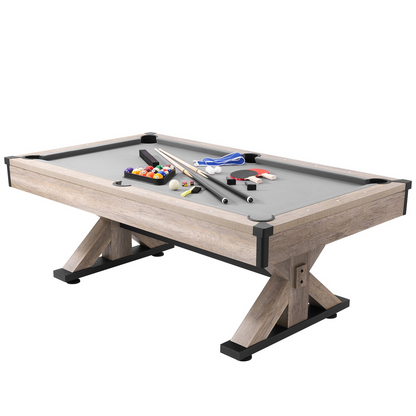 VEVOR Billiards Table Combo Set, 7ft 3-in-1 Multi Game Table with Dining, Pool, and Tennis Table, Includes Full Set of Accessories, Wood Color with Grey Cloth, Perfect for Family Game Room Kids Adults