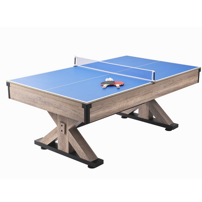 VEVOR Billiards Table Combo Set, 7ft 3-in-1 Multi Game Table with Dining, Pool, and Tennis Table, Includes Full Set of Accessories, Wood Color with Grey Cloth, Perfect for Family Game Room Kids Adults