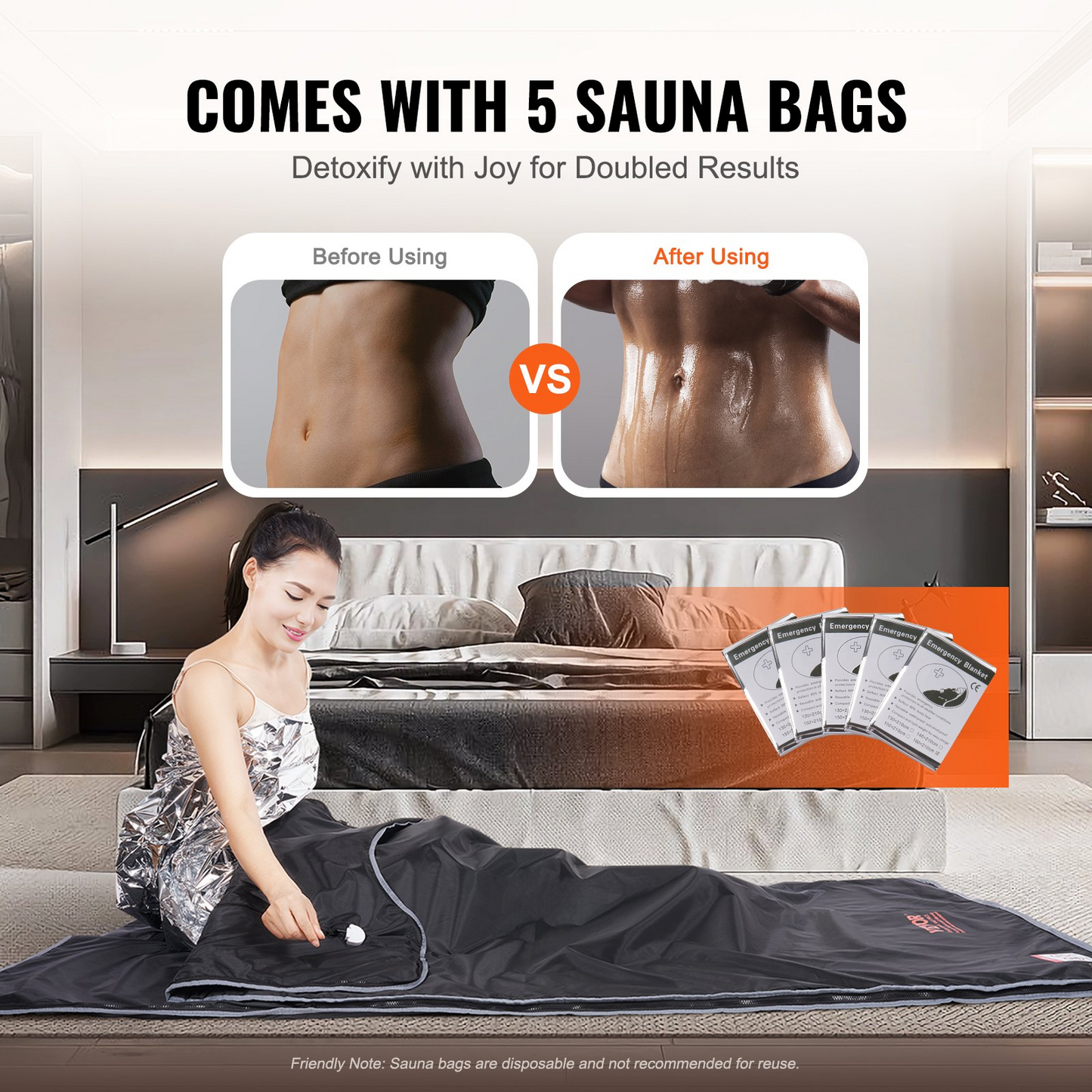 VEVOR Sauna Blanket for Detoxification, Portable Far Infrared Sauna for Home, Oxford Sauna Bag w/ Arm Holes & Carbon Fiber Heating, 1-6 Level Adjustable Temp 95-176℉, 5-60 Minutes Timer, 75 x 35 in