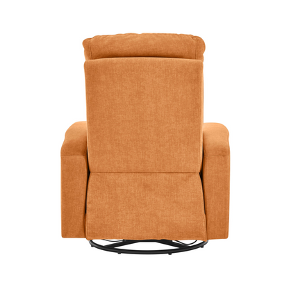 Swivel Rocking Recliner Sofa Chair with USB Charge Port & Cup Holder - Light Orange