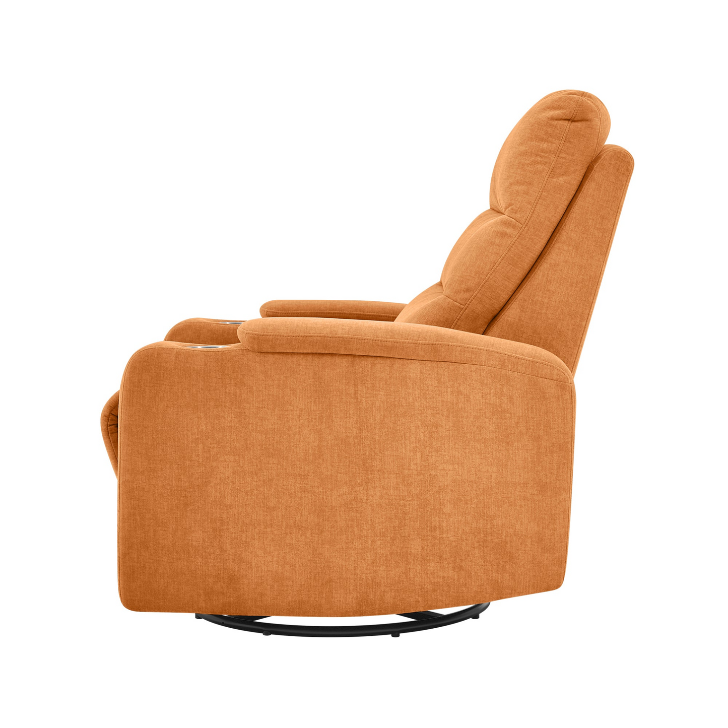 Swivel Rocking Recliner Sofa Chair with USB Charge Port & Cup Holder - Light Orange