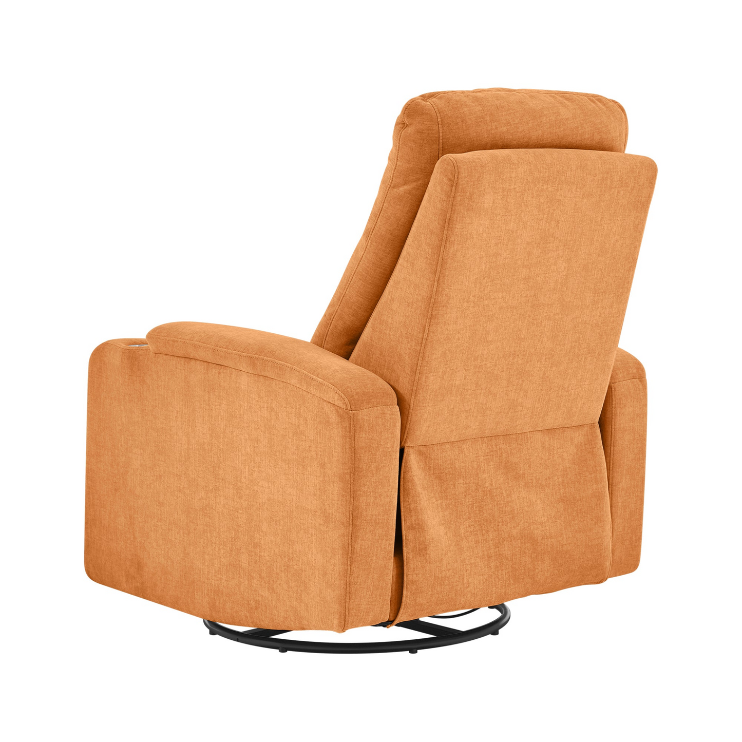 Swivel Rocking Recliner Sofa Chair with USB Charge Port & Cup Holder - Light Orange