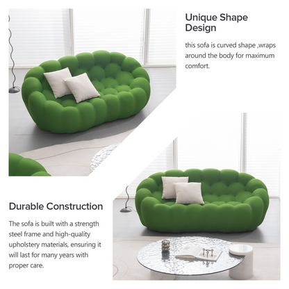 74.8'' Modern Bubble Floor Couch for Living Room, Green