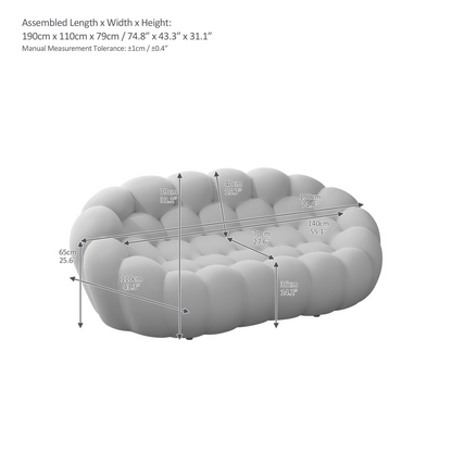 74.8'' Modern Bubble Floor Couch for Living Room, Green