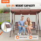 VEVOR 3-Seat Patio Swing Chair | Adjustable Canopy Outdoor Swing