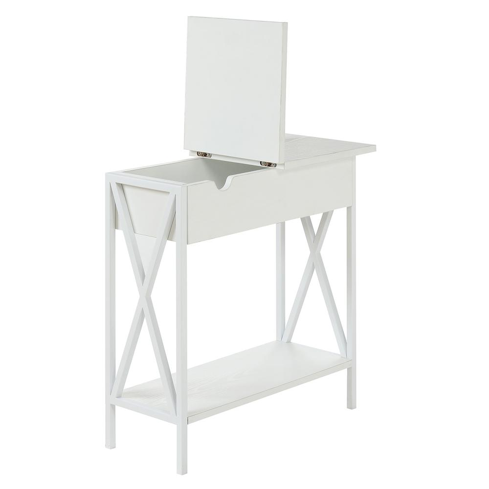 Tucson Flip Top End Table with Charging Station and Shelf