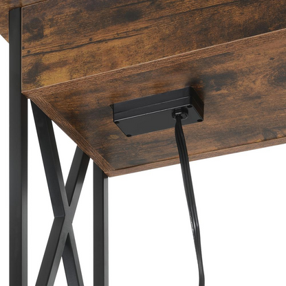 Tucson Flip Top End Table with Charging Station and Shelf