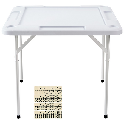 VEVOR Mahjong Table 4 Player Folding Card Table & 4 Cup Holders Chip Trays White