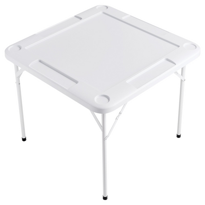 VEVOR Mahjong Table 4 Player Folding Card Table & 4 Cup Holders Chip Trays White