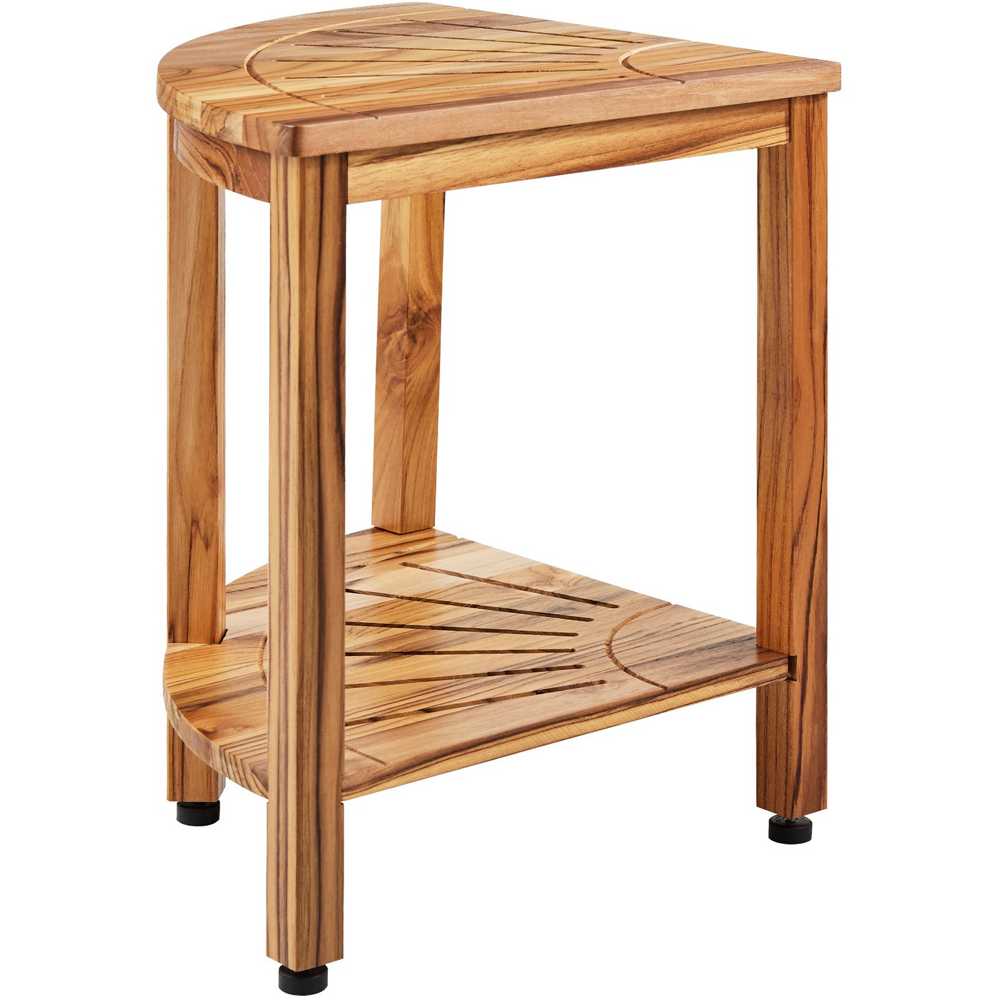 VEVOR Corner Teak Shower Bench, 18.5" Height 15.5" Radius, 100% Teak Wood Corner Shower Beach, 500 LBS with Storage Shelf, Shower Stool for Inside & Outside Shower, for Bathroom