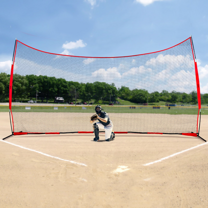 VEVOR Barricade Backstop Net, 20x10 ft Ball Sports Barrier Netting, Portable Practice Equipment with Carry Bag, Protection Screen for Baseball Softball Lacrosse Soccer Hockey Training, for Backyard