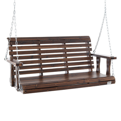 VEVOR 4.5 ft Wooden Porch Swing, 880 lbs Capacity, Carbonized Brown Finish