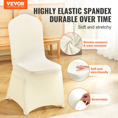 Stretch Spandex Chair Covers (100PCS, Ivory White) - Universal Fit for Events