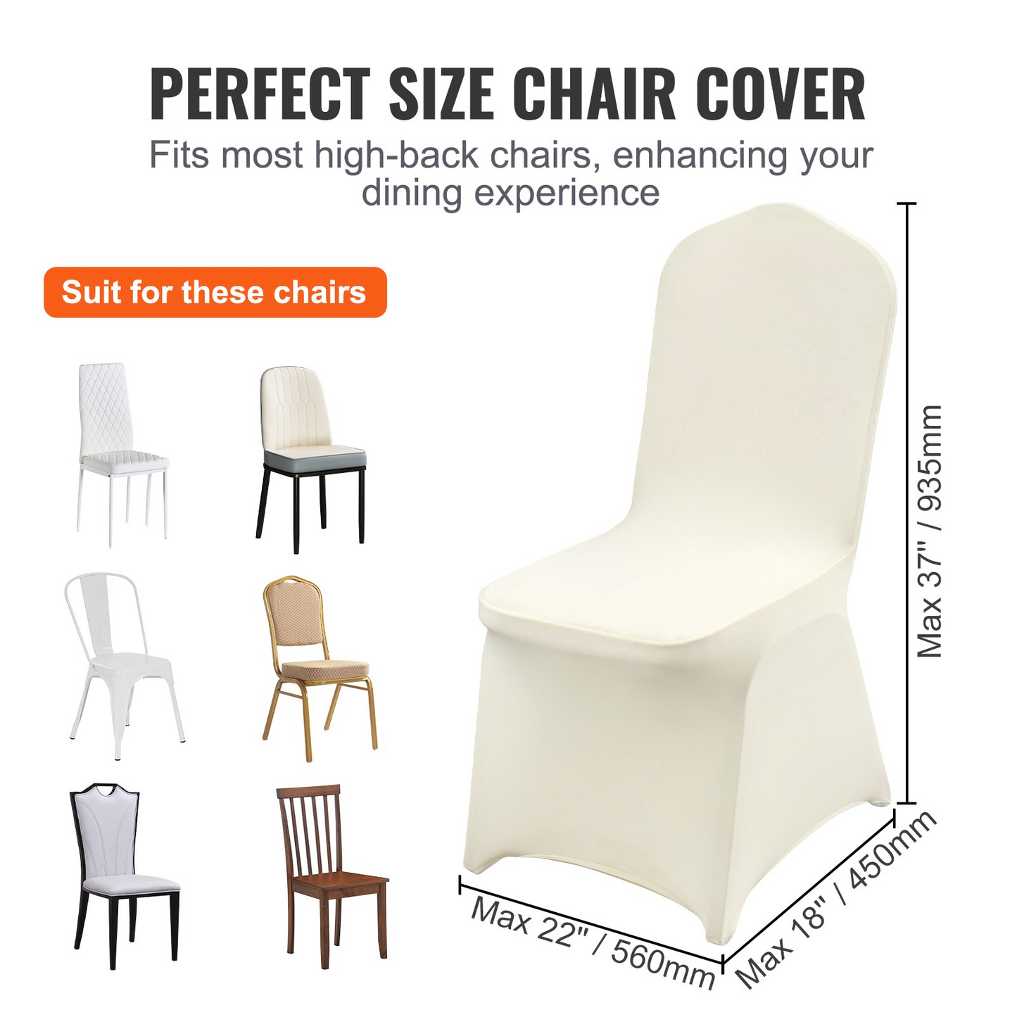 Stretch Spandex Chair Covers (100PCS, Ivory White) - Universal Fit for Events