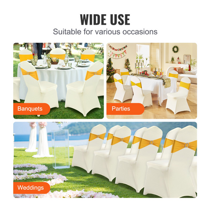 Stretch Spandex Chair Covers (100PCS, Ivory White) - Universal Fit for Events