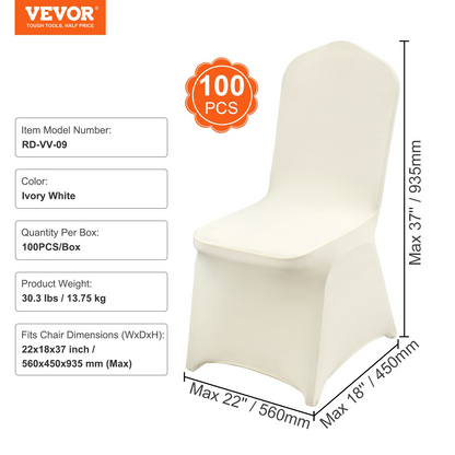 Stretch Spandex Chair Covers (100PCS, Ivory White) - Universal Fit for Events